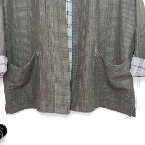 Eileen Fisher Cardigan Kimono Organic Cotton and Linen Medium Taupe - Picture 7 of 13